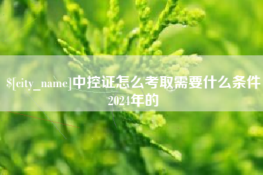 滑县中控证怎么考取需要什么条件2024年的